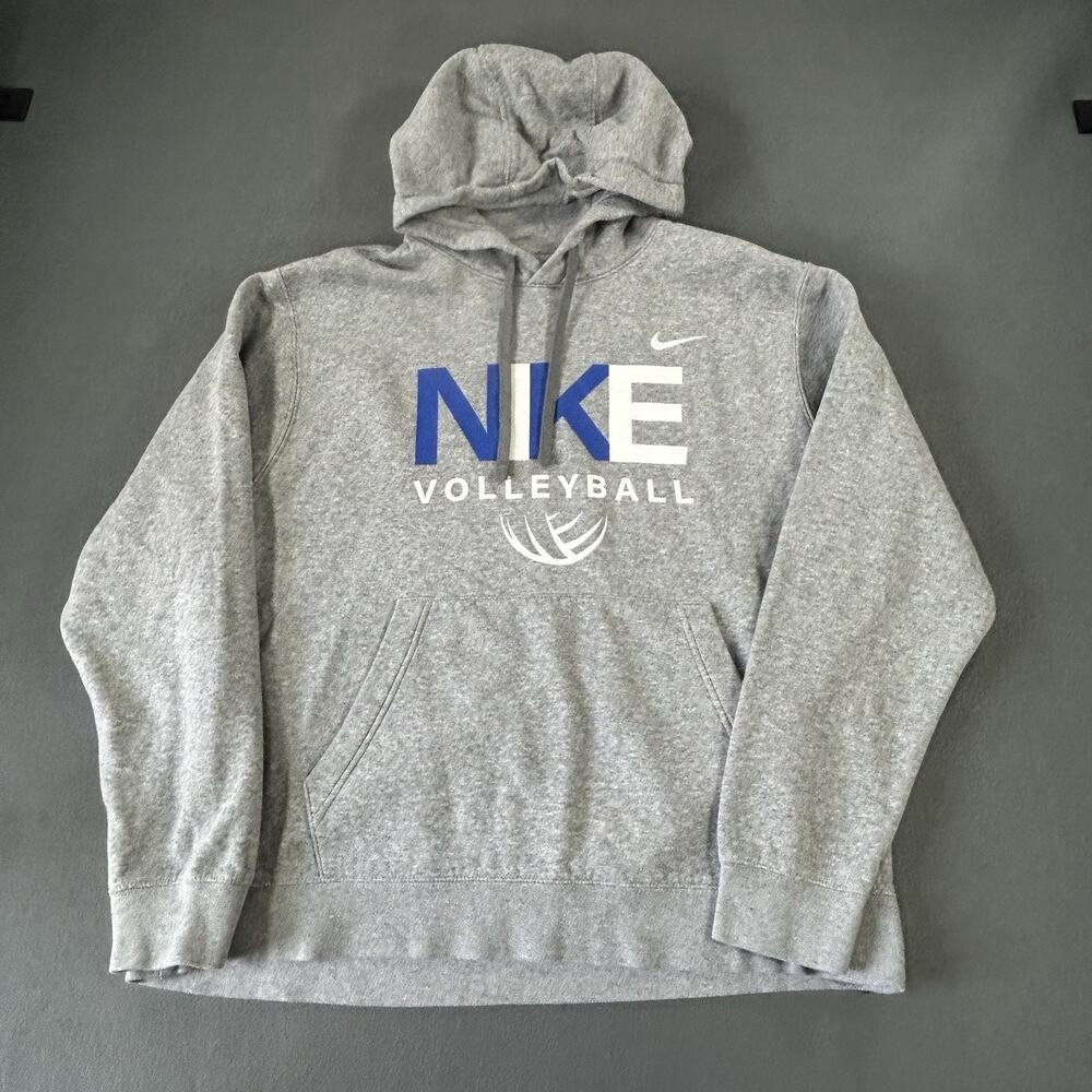 Nike Volleyball Hoodie Women's Large Gray with Blue & White Lettering